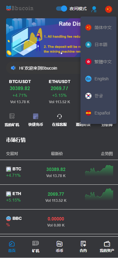 全开源Bbank多语言交易所二开平台币/矿机系统/分析师/币币合约交易 : 二妹源码-2